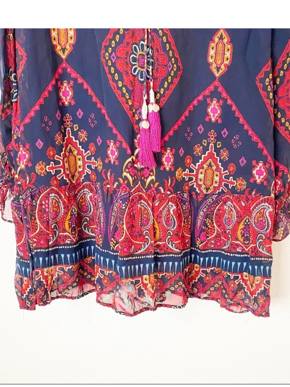 Soft Surroundings Navy Iskra Embroidered Tunic 1X - Picture 7 of 8